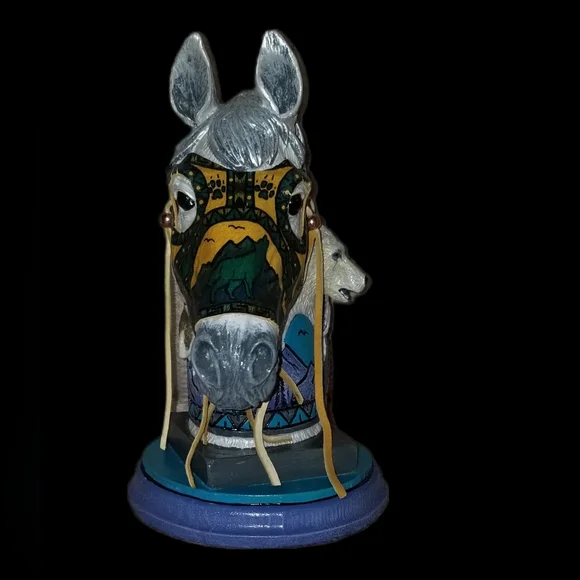 Spirit Horse Howling Wolf Bust Statue